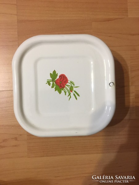 Enameled, poppy food container