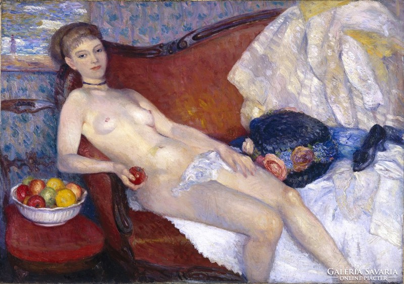 William James Glackens - female nude with apple - reprint
