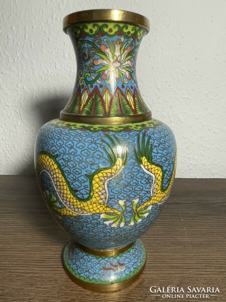 Chinese 19 cm compartment enamel/cloisonne vase