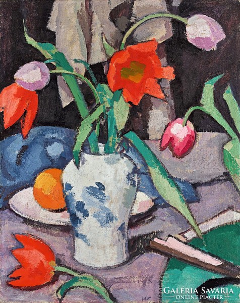 Samuel john peploe - still life with tulips - reprint