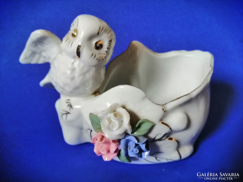 Owl porcelain mini pot with holder
