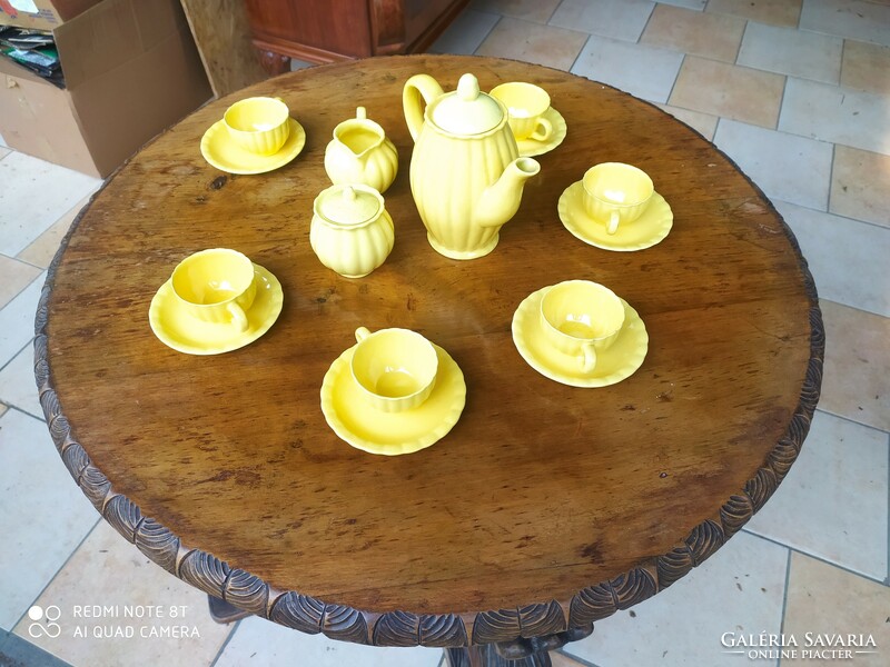 Kispest granite coffee set, sunny yellow art deco