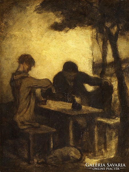 Honoré Daumier - Az ivók - reprint