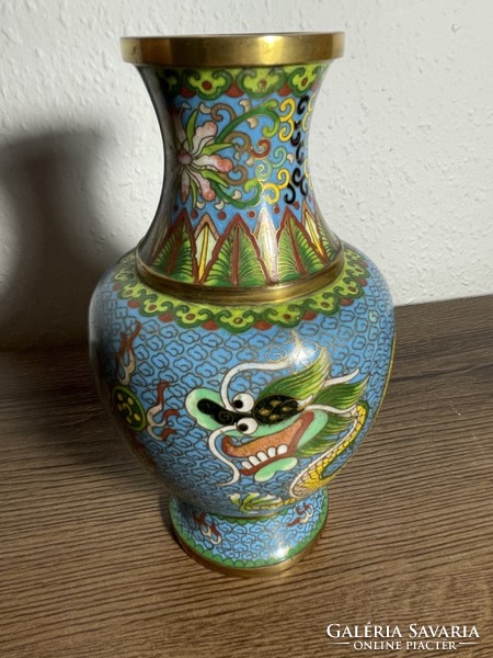 Chinese 19 cm compartment enamel/cloisonne vase