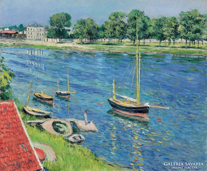 Gustave caillebotte - anchored boats on the Seine - reprint
