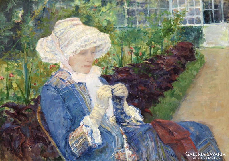 Mary cassatt - lydia crochet in the garden - reprint