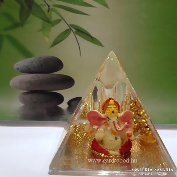 Ganesha pyramid, paperweight, pen holder, table decoration (colored)