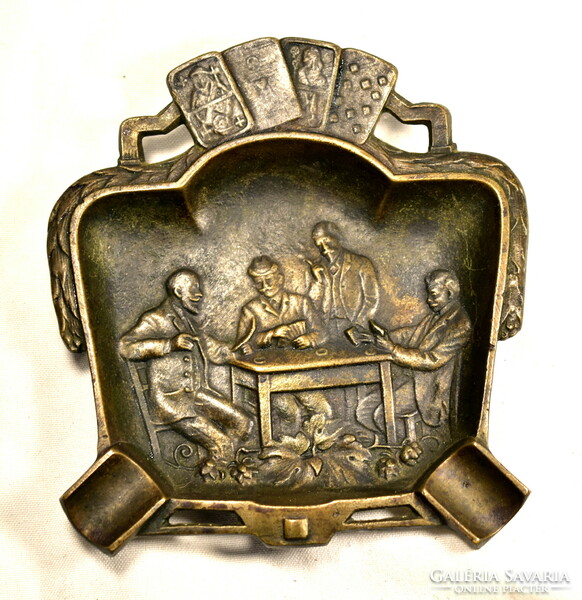 XX. sz első fele " KÁRTYA PARTY " bronz asztaldísz - hamus