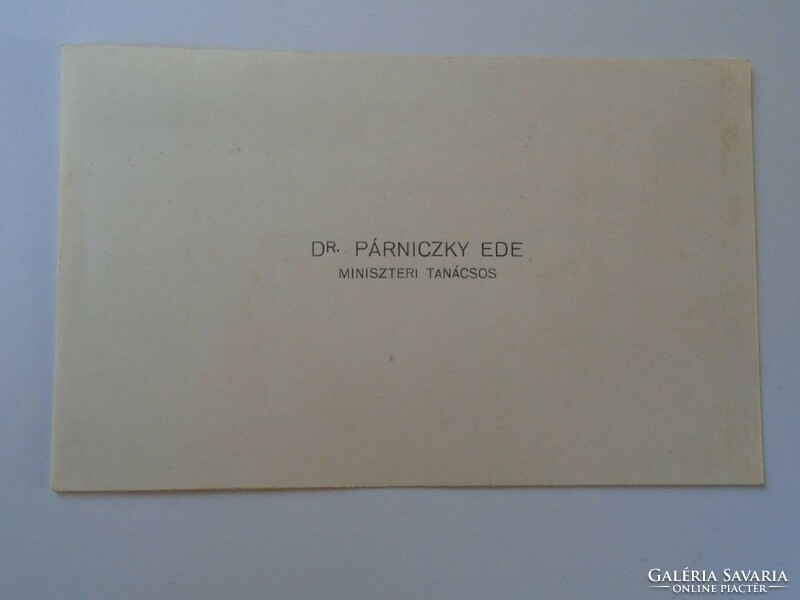 ZA415.20 dr. Párniczky Ede m. kir. pénzügyminisztériumi miniszteri tanácsos  -névjegykártya 1920-30