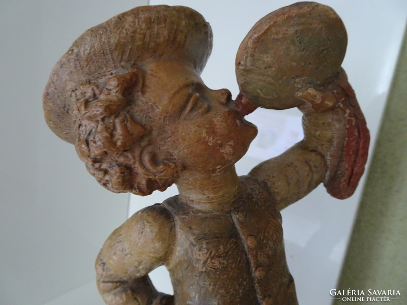 József Gondos drinking boy ceramic statue