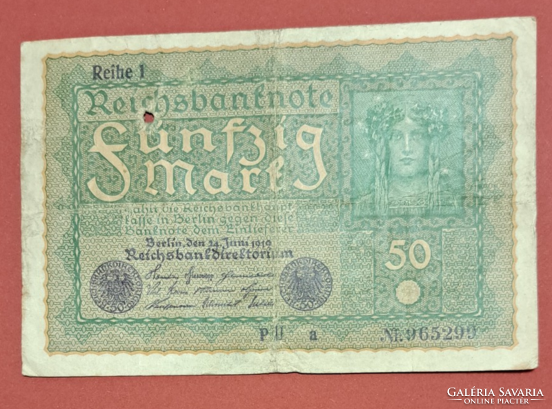 Németország Weimari Köztársaság (1919-1933) 50 Márka bankjegy 1919 (36)