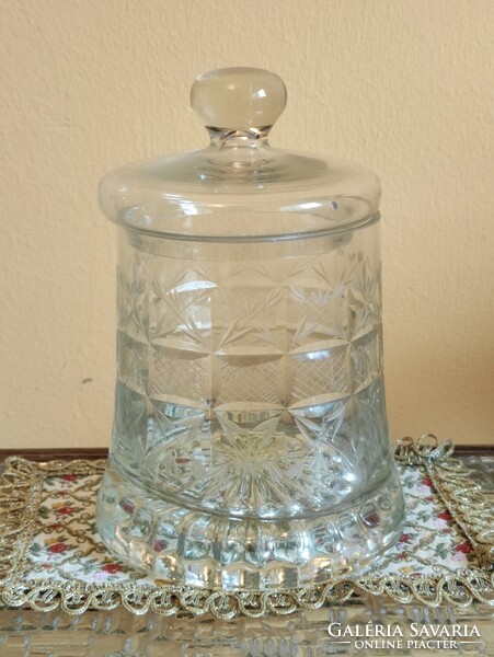 Polished lead glass container with a flawless antique kitchen accessory