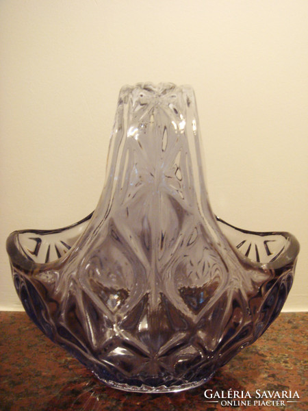 Old retro purple glass basket with glass ornament basket