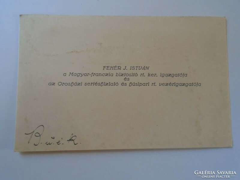 Za416.12 White j. István - town hall - general manager of húipari rt - business card 1920-30's
