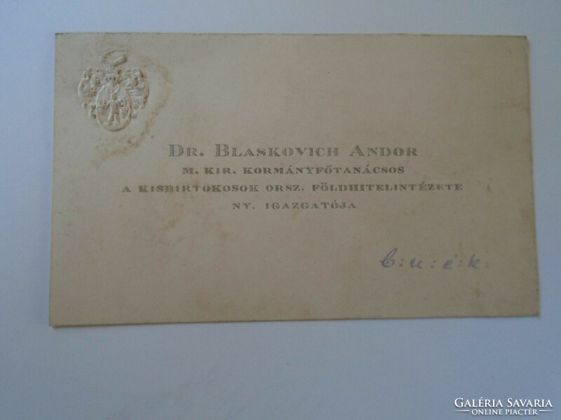 Za416.15 Dr. andor Blaskovich m.Kir. Chief government adviser - tapioca slice - business card 1920-30's