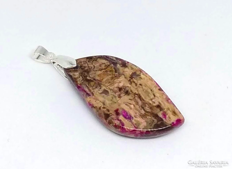 Brown-purple ayaka agate leaf cabochon pendant bk965