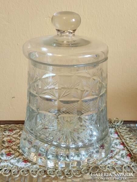 Polished lead glass container with a flawless antique kitchen accessory