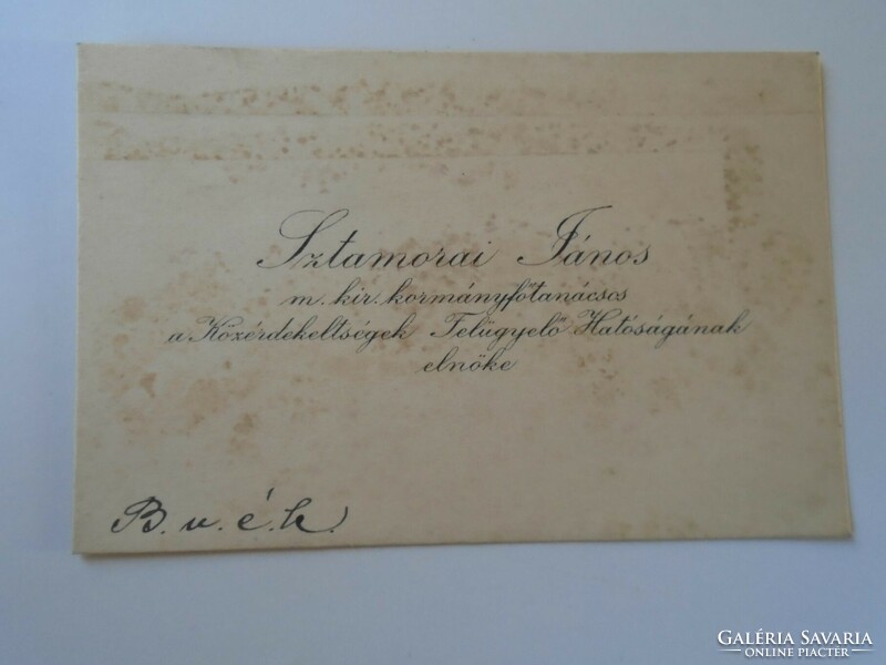 Za417.1 János Sztamorai m.Kir.Kormányfőnácsos, f.H.President of public interests business card 1930's