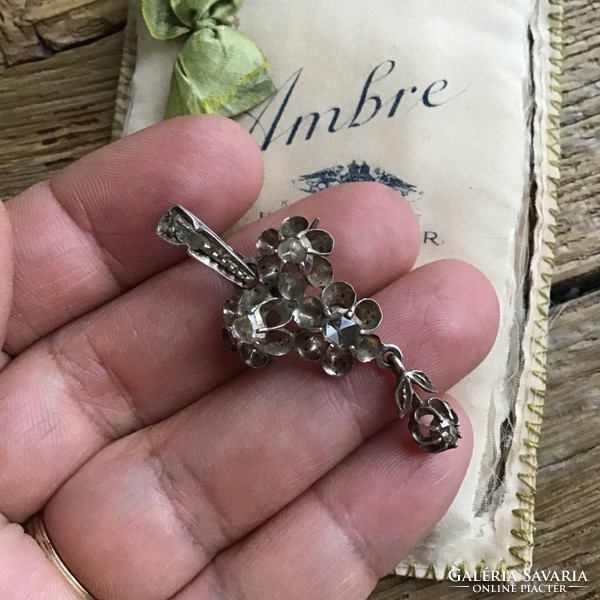 Antique silver pendant-brooch with diamonds