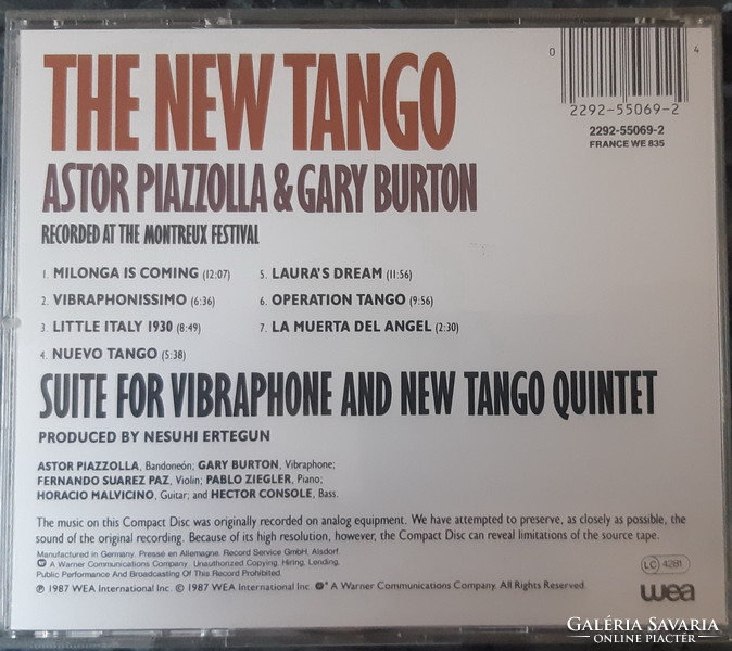 ASTOR PIAZZOLLA  & GARY BURTON   : THE NEW TANGO   CD  -  RITKA !