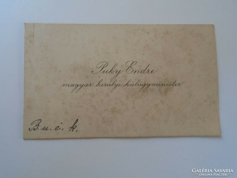 Za416.19 Dr. Bizáki Puky Endre Minister of Foreign Affairs - cash register Szovátafürdő business card 1930's