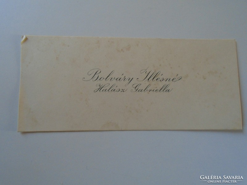 ZA417.15 Bolváry Illésné -Halász Gabriella (férje m.kir. tanácsos) -névjegykártya 1930k