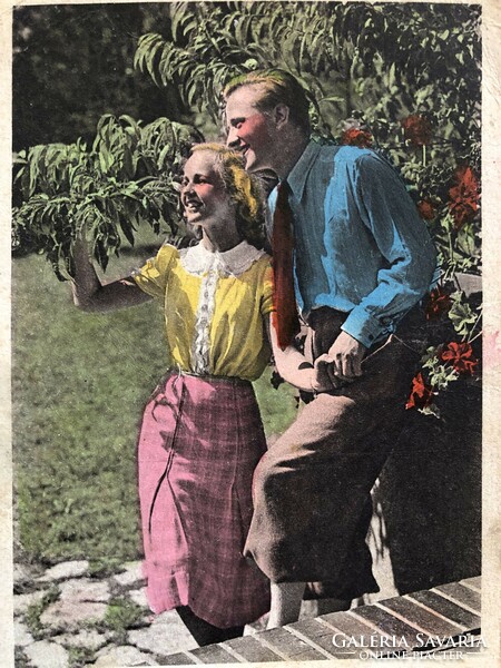 Antik színezett romantikus képeslap  - Barasits            -3.