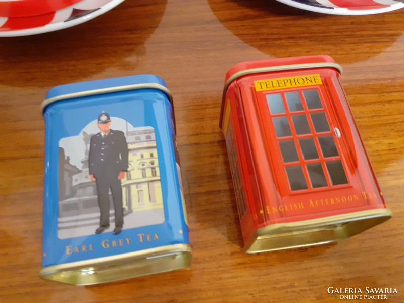 English flag porcelain tea cup metal box tea box 4 pcs
