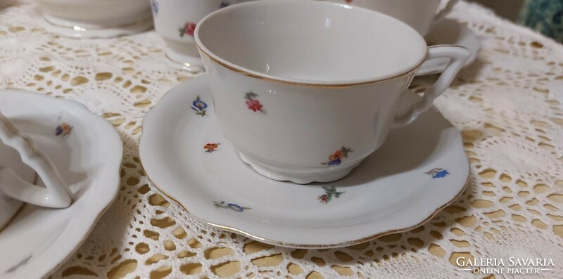 Zsolnay porcelán,manófüles teás készlet, szép virágos mintával