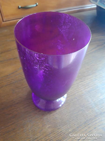 Old purple blown veil glass vase - 18 cm - rarity
