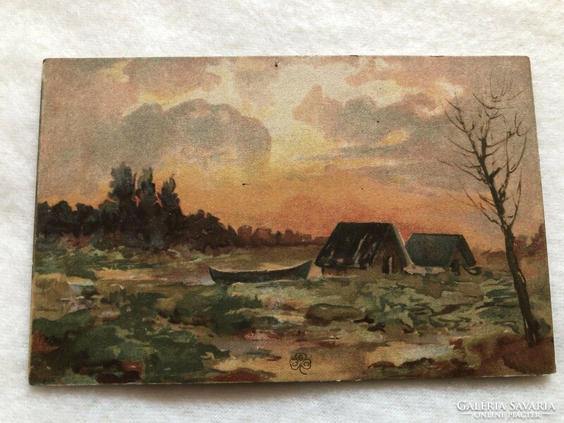 Antique postcard with long address - post clean -3.