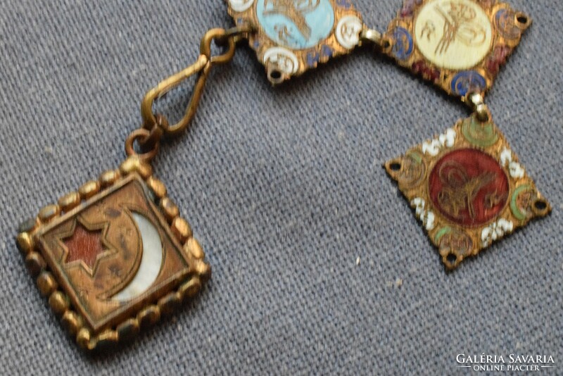 Antique Turkish enameled bizu jewelry, about 12 cm