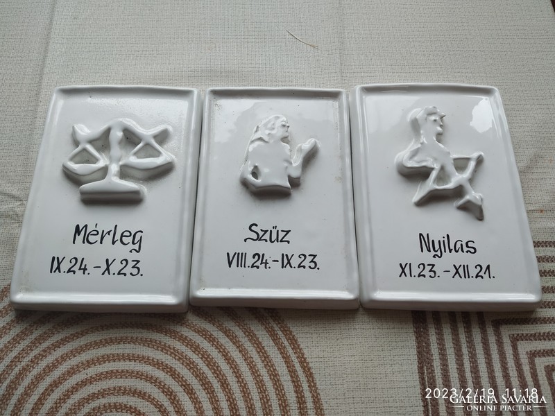 Ceramic horoscope board scales, Virgo, Sagittarius for sale!