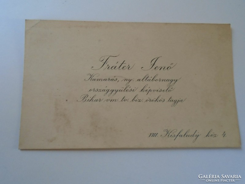 Za417.26 Lieutenant General Jenő Fráter (Debrecen) Bihar County - Országgy. Fig. - Business card 1930k