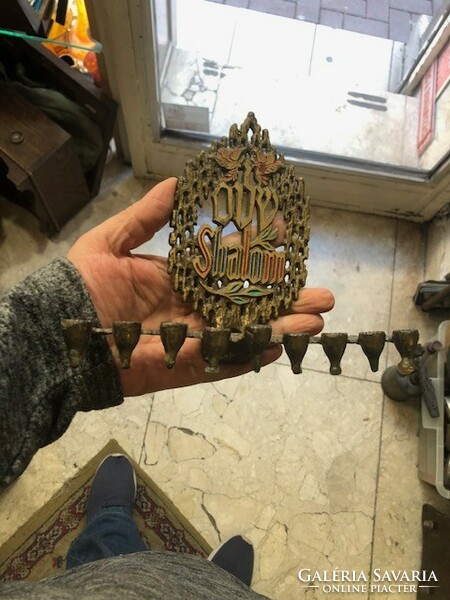 Hanukkah candle holder, 16 cm high, in a beautiful base, copper.