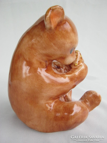 Bodrogkeresztúr ceramic teddy bear 16 cm