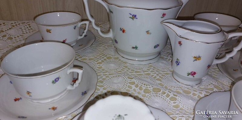 Zsolnay porcelain, elf-eared tea set, with a beautiful floral pattern