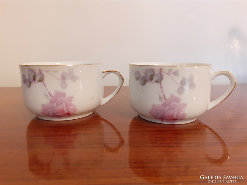 Old Bavarian porcelain rose cup mug 2 pcs