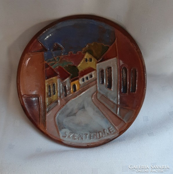 4978- Maurer Katalin ceramic wall plate - Szentendre