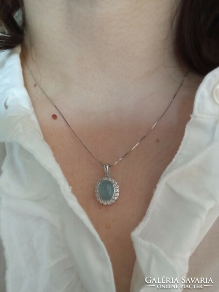 Aquamarine 925 silver pendant with chain
