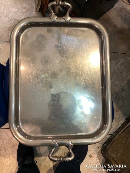 Alpaca tray, heavy, 55 x 40 cm, a rarity, for a festive table.