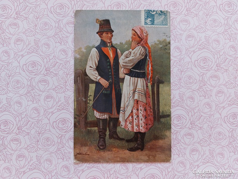 Old postcard art postcard in traditional costume