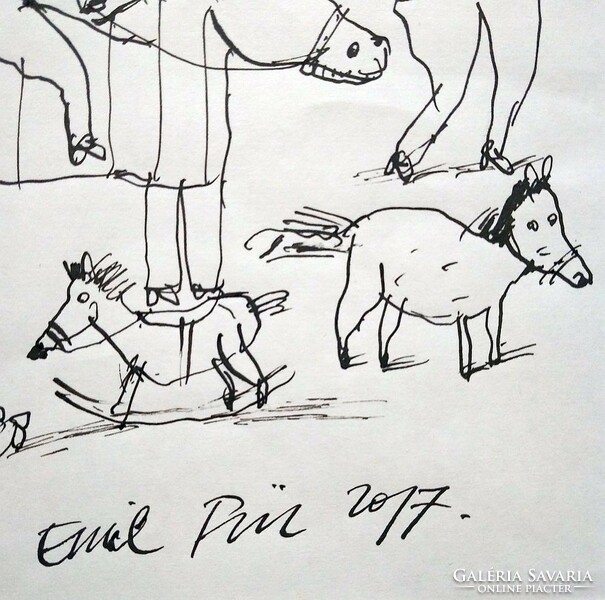 Für Emil: "Epsoni lovas iskola" - eredeti grafika 2017-ből