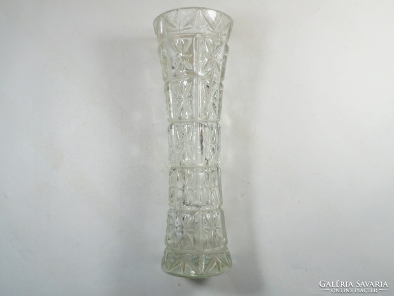 Retro régi üveg váza domború mintás - 20 cm magas