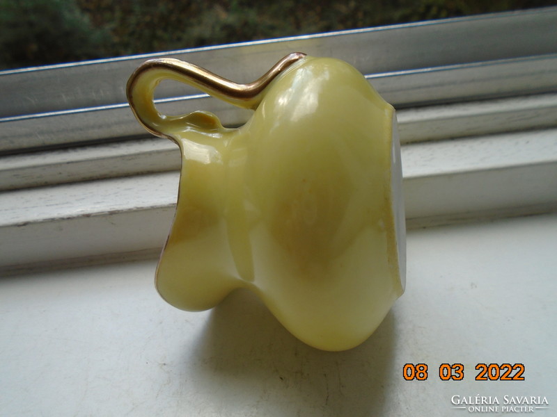 Antique pirkenhammer with decorative lemon yellow bay gilded milk spout