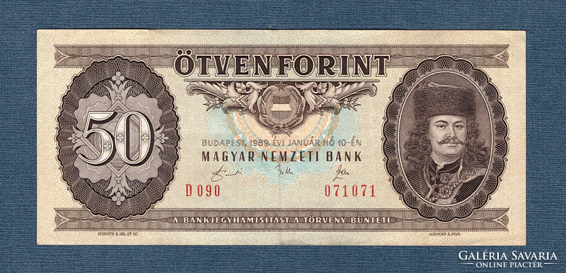 50 Forint 1989 VF- EF Érdekes sorszámmat
