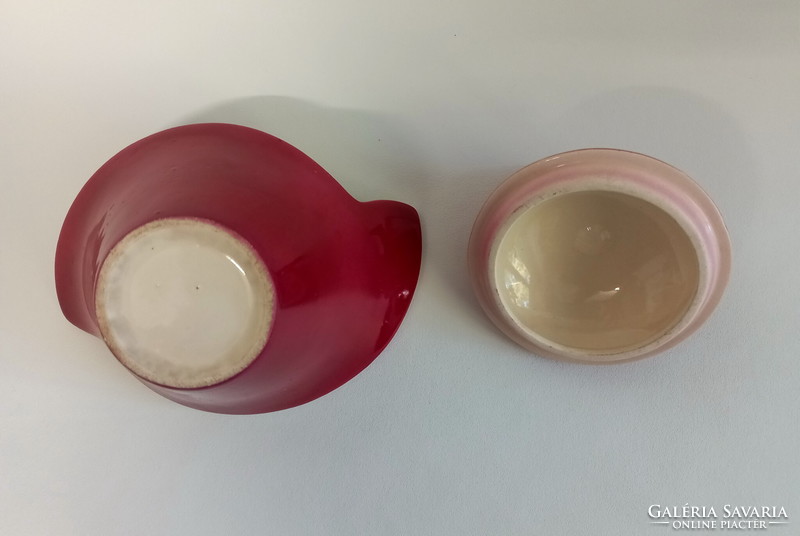 Shaped pink glazed ceramic bonbonnier