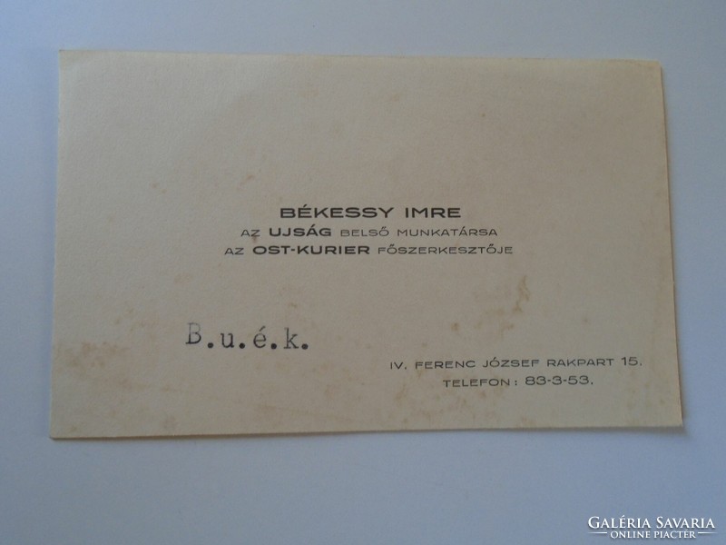 Za418.9 journalist Imre Békessy ost - courier - the newspaper - German Cross, business card 1930's