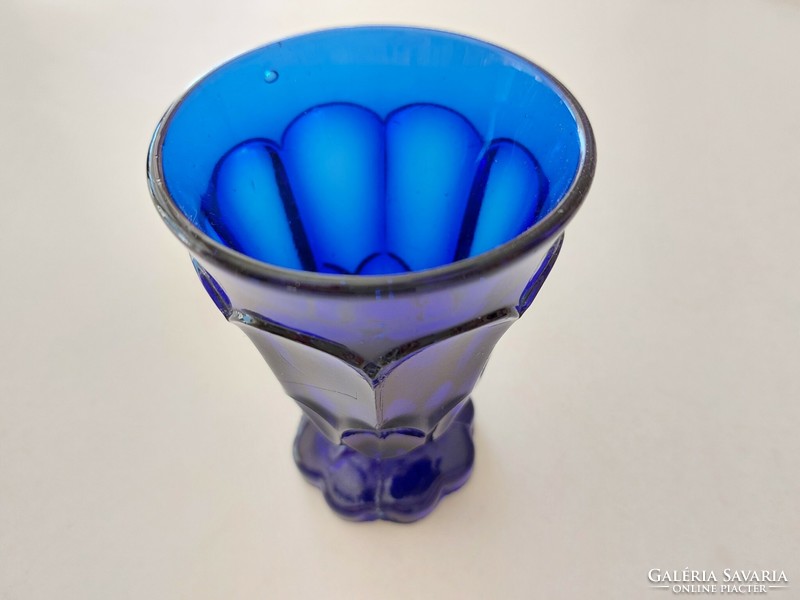 Old cobalt blue glass goblet pressed blue decorative glass