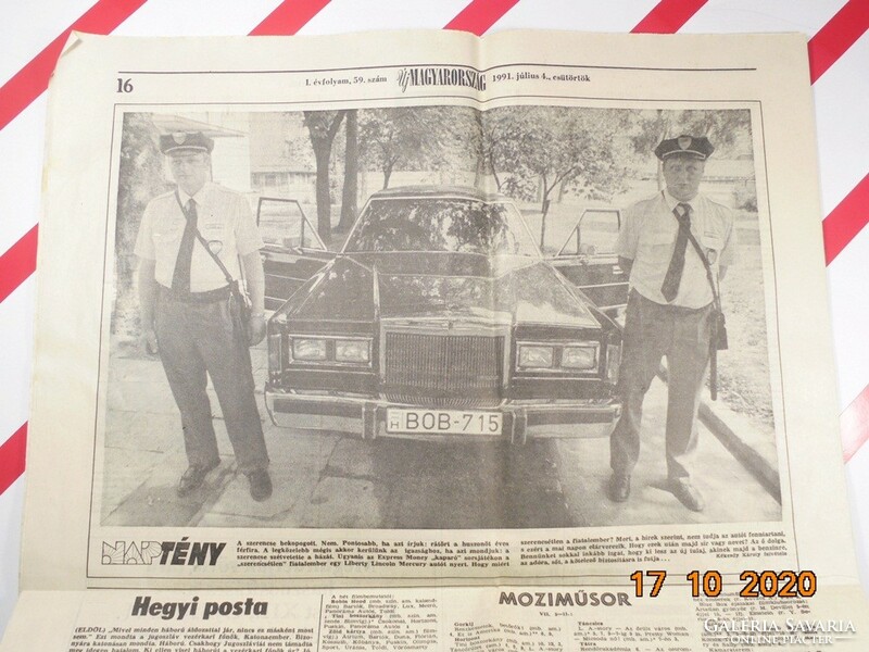 Régi retro újság- Új Magyarország -1991.07.04.- Ajándékba születésnapra
